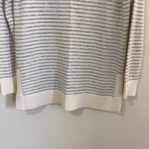 LOFT Gray & White Stripped Sweater - Picture 6 of 9